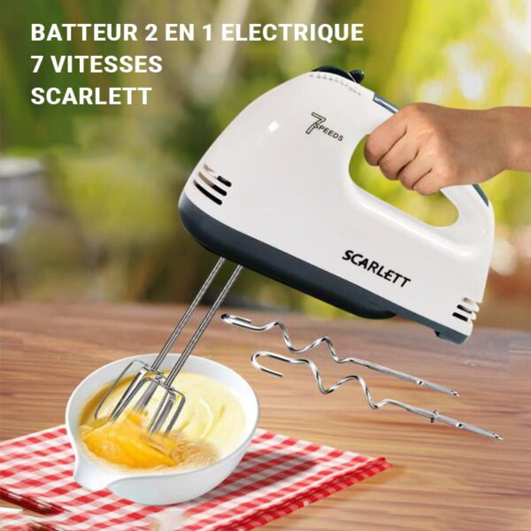 Batteur Mixeur 2 En 1 Electrique 7 Vitesses Scarlett