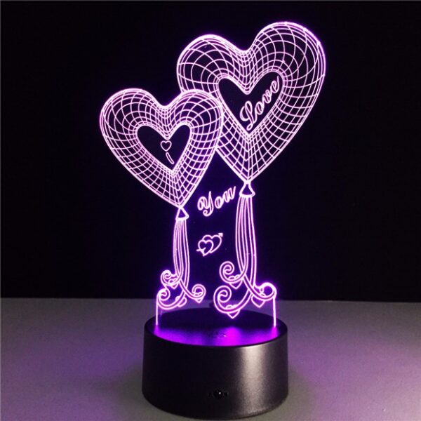 Veilleuse 3D LED Romantique 3 Coleurs Modèle V01