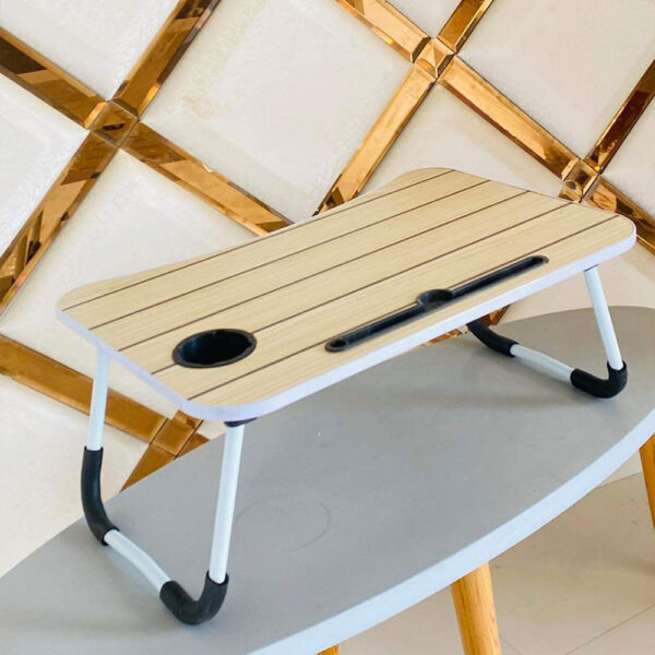 Table De Lit Pliable Multifonction Beige Rayé