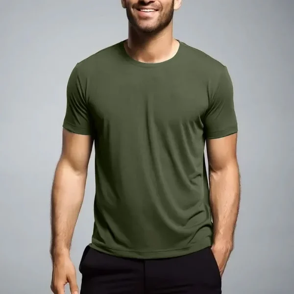 T-shirt Coton Uni Couleur Vert Militaire