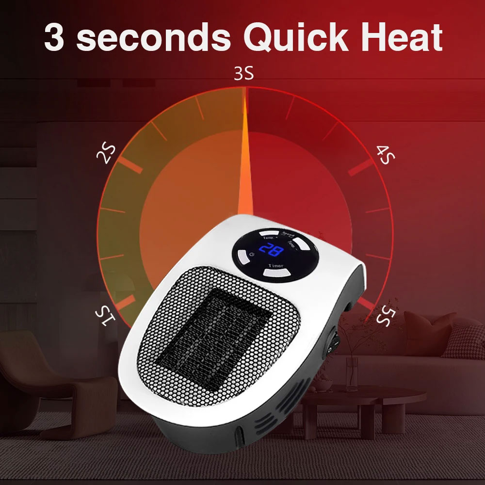 mini radiateur chauffage murale electrique 500w avec télécommande